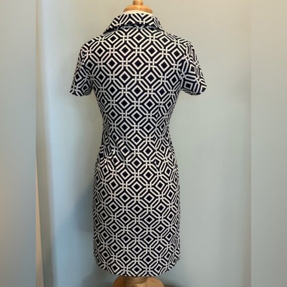 Jude Connally Grand Links Navy and white short sleeve collared dress Size Small - Picture 3 of 11